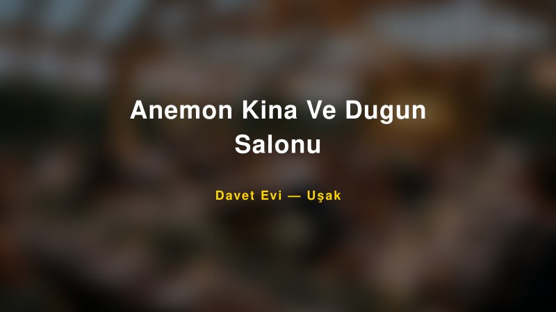 Anemon Kina Ve Dugun Salonu Nişan ve Davet Organizasyonu İpuçları